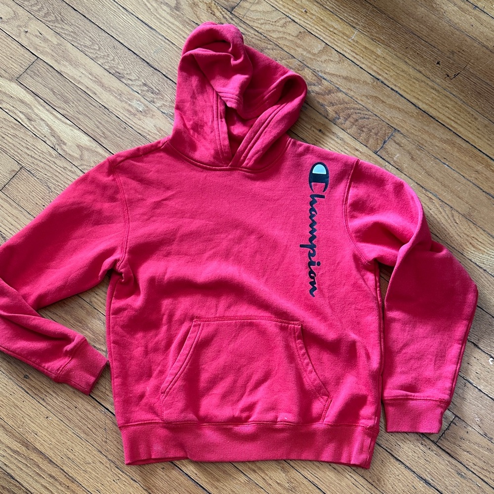 Champion Red Classic Pullover Hoodie with SIZE LARGE YOUTH